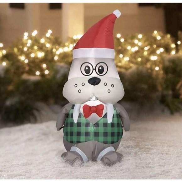 Holiday Time Holiday Holiday Time Wally Walrus With Santa Hat